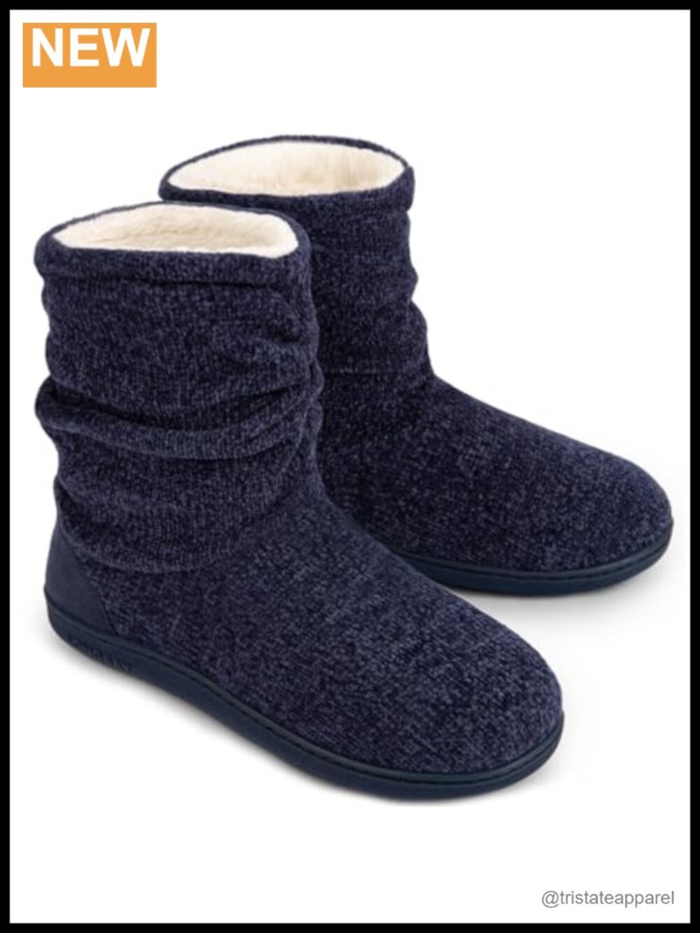 Chenille Knit Slipper Boots Memory Foam Plush Fleece Lined House Shoes
